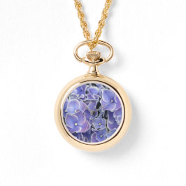Blauwe Hydrangea met witte rand wrap rond horloge