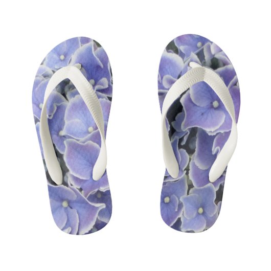 Blauwe hydrangea met witte randen Kinder Teenslipp Teenslippers (Voetbed)