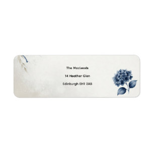 Blauwe Hydrangea Minimalistische Retouradreslabels Etiket