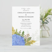 Blauwe Hydrangea Moderne Artistieke Bloemen Bruilo Kaart (Staand voorkant)