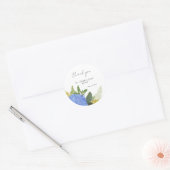 Blauwe Hydrangea Moderne Bloemen Bruiloft Dank u Ronde Sticker (Envelop)