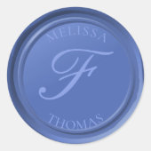 Blauwe Hydrangea Monogram Naam Faux Wax Zegel Stem (Voorkant)