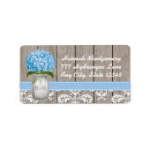 Blauwe Hydrangea Monogrammed Mason Jar Etiket (Voorkant)