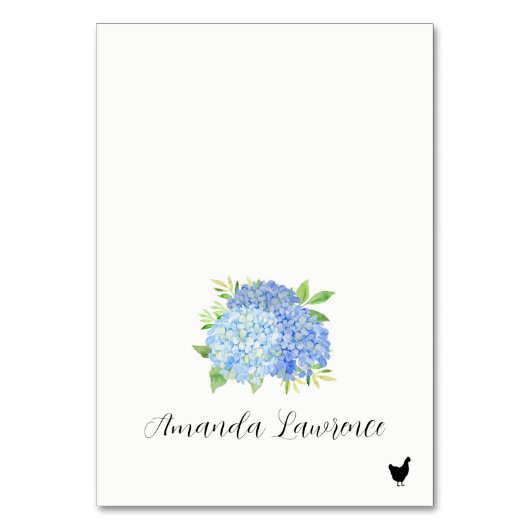 Blauwe Hydrangea Naam Pluimvee Maaltijd Optie Plaa Kaart (Voorkant)