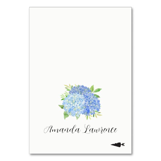 Blauwe Hydrangea Naam Vegetarische Maaltijd Plaats Kaart (Voorkant)
