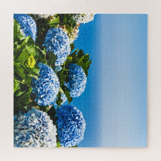 Blauwe hydrangea op gradiëntoceaan legpuzzel (Horizontaal)