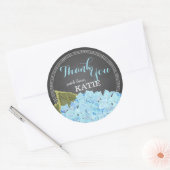 Blauwe hydrangea op het bord Hartelijk dank Ronde Sticker (Envelop)