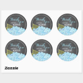 Blauwe hydrangea op het bord Hartelijk dank Ronde Sticker (Vel)