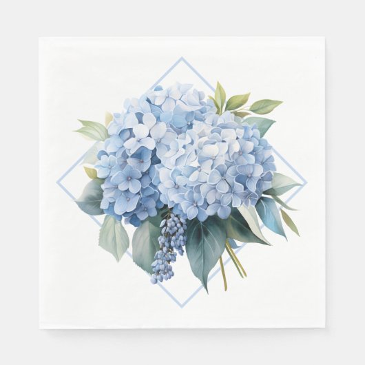 Blauwe Hydrangea Papieren Servetten (Voorkant)