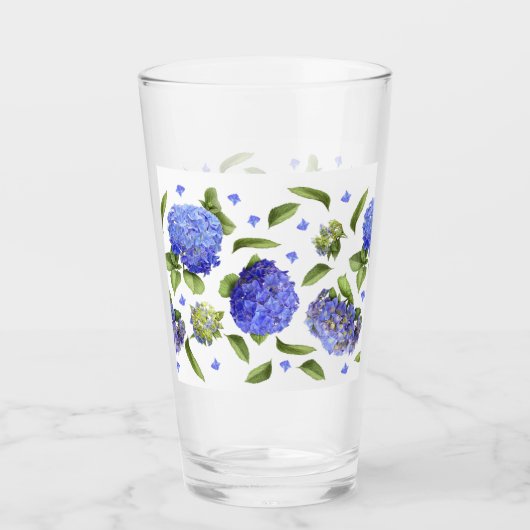 Blauwe Hydrangea Patroon Glas (Voorkant)