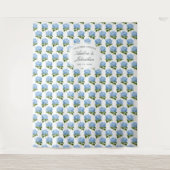 Blauwe Hydrangea Patroonbruiloft Achtergrond Wandkleed (Voorkant)