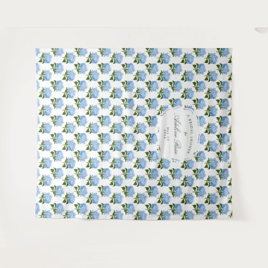 Blauwe Hydrangea Patterned Party Achtergrond Wandkleed (Voorkant (horizontaal))