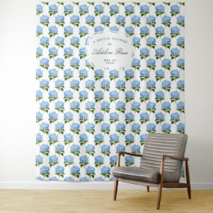 Blauwe Hydrangea Patterned Party Achtergrond Wandkleed