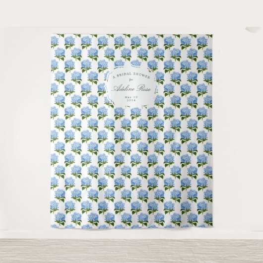 Blauwe Hydrangea Patterned Party Achtergrond Wandkleed (Voorkant)