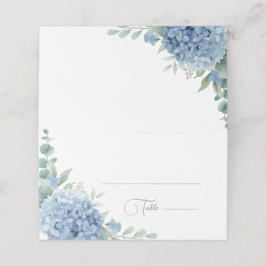 blauwe hydrangea plaatskaartje (Buitenkant ongevouwen)