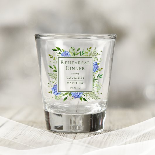 Blauwe Hydrangea Proefhuwelijksdiner  Shot Glas