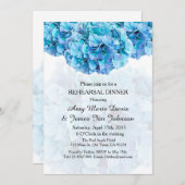 Blauwe hydrangea repetitie diner uitnodiging hydra (Voorkant / Achterkant)