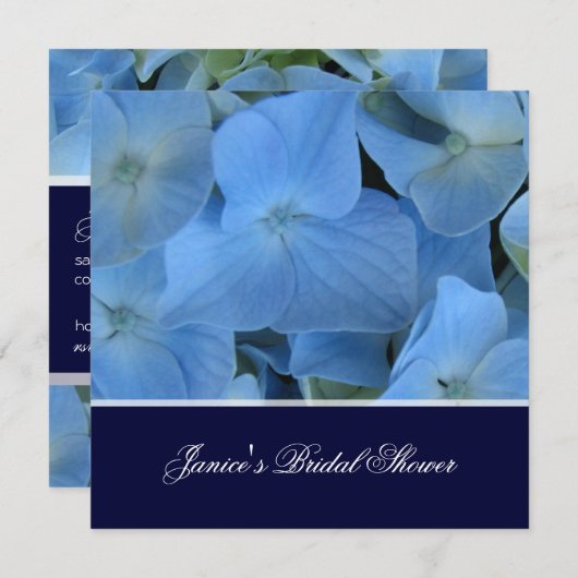 Blauwe hydrangea/romantisch vrijgezellenfeest/brui kaart (Voorkant / Achterkant)