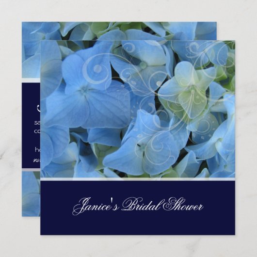 Blauwe hydrangea/romantisch vrijgezellenfeest/brui kaart (Voorkant / Achterkant)