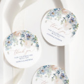 Blauwe Hydrangea & Roze Roze Bruiloft Favor Labels