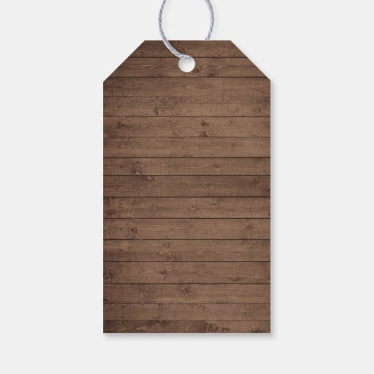 Blauwe Hydrangea Rustieke Houten Kant String Light Cadeaulabel (Achterkant)