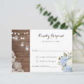 Blauwe Hydrangea Rustieke Houten Strijklichten RSV Kaart (Staand voorkant)