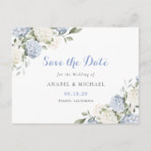 Blauwe Hydrangea Save the Date Uitnodiging Postcar (Voorkant)