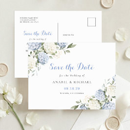 Blauwe Hydrangea Save the Date Uitnodiging Postcar