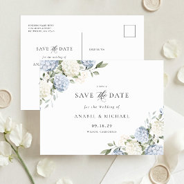 Blauwe Hydrangea Save the Date Uitnodigingskaart Aankondigingskaart
