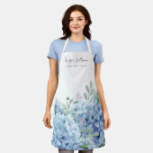 Blauwe hydrangea schoonheidsprooi schort (Gedragen)