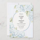 Blauwe Hydrangea Streep Vintage Trouw Uitnodiging (Voorkant)