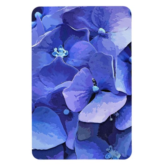 BLAUWE HYDRANGEA-STROMEN MAGNEET (Verticaal)