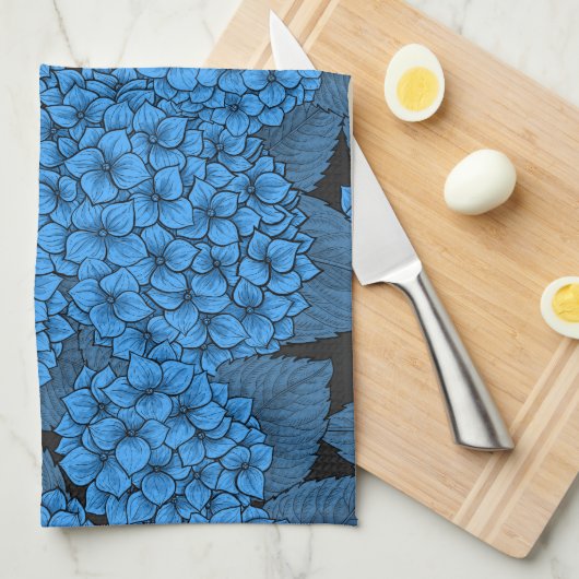 Blauwe hydrangea theedoek (Quarter Fold)