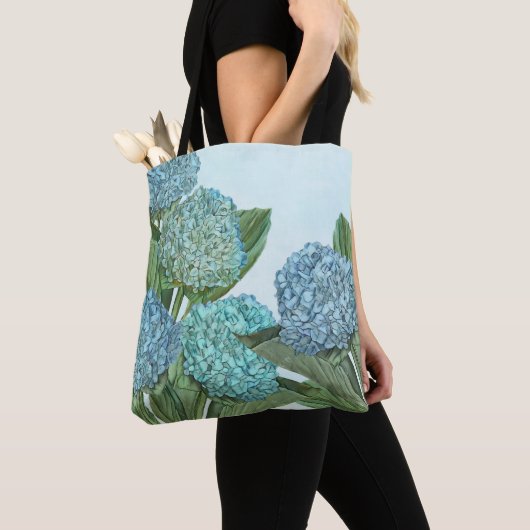 Blauwe Hydrangea Tote Tas (Dichtbij)