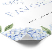 Blauwe Hydrangea Traktaties en Favorieten Bruiloft Poster (Hoek)