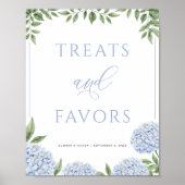 Blauwe Hydrangea Traktaties en Favorieten Bruiloft Poster (Voorkant)