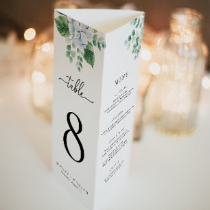 Blauwe Hydrangea Tri-Fold Bruiloft Menu Poster