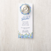 Blauwe Hydrangea Trouw Welkom Niet Storen Deurhanger (Op knop)