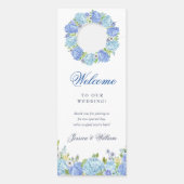 Blauwe Hydrangea Trouw Welkom Niet Storen Deurhanger (Achterkant)