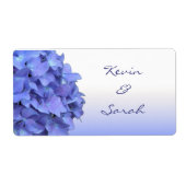 Blauwe Hydrangea trouwlabels Etiket (Voorkant)