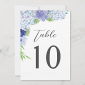 Blauwe Hydrangea Trouwreceptie Tafel Nummers Kaart (Achterkant)
