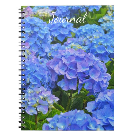 Blauwe Hydrangea Tuin Bloemen Journal Spiral Notitieboek (Voorkant)