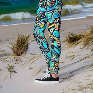 Blauwe hydrangea Urban Art Pattern-Leggings Leggings