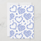 Blauwe Hydrangea verweven dubbel hart Save The Date (Achterkant)