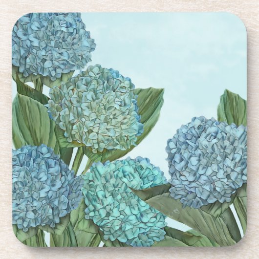 Blauwe Hydrangea Vierkante Papieren Onderzetter (Voorkant)