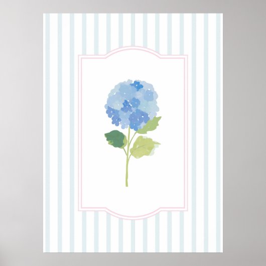 Blauwe Hydrangea Wall Art Print (Voorkant)