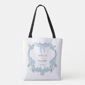 Blauwe Hydrangea Wapen Waterverf Bruiloft Tote Bag (Achterkant)