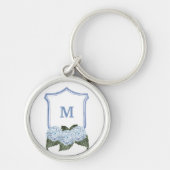 Blauwe Hydrangea Wapenschild Gepersonaliseerd  Sleutelhanger (Voorkant)