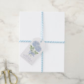 Blauwe Hydrangea Waterverf Bloemen met Boog Cadeaulabel (Met Touw)