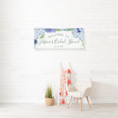 Blauwe Hydrangea Welkom Bruidsdouche Banner (Insitu)